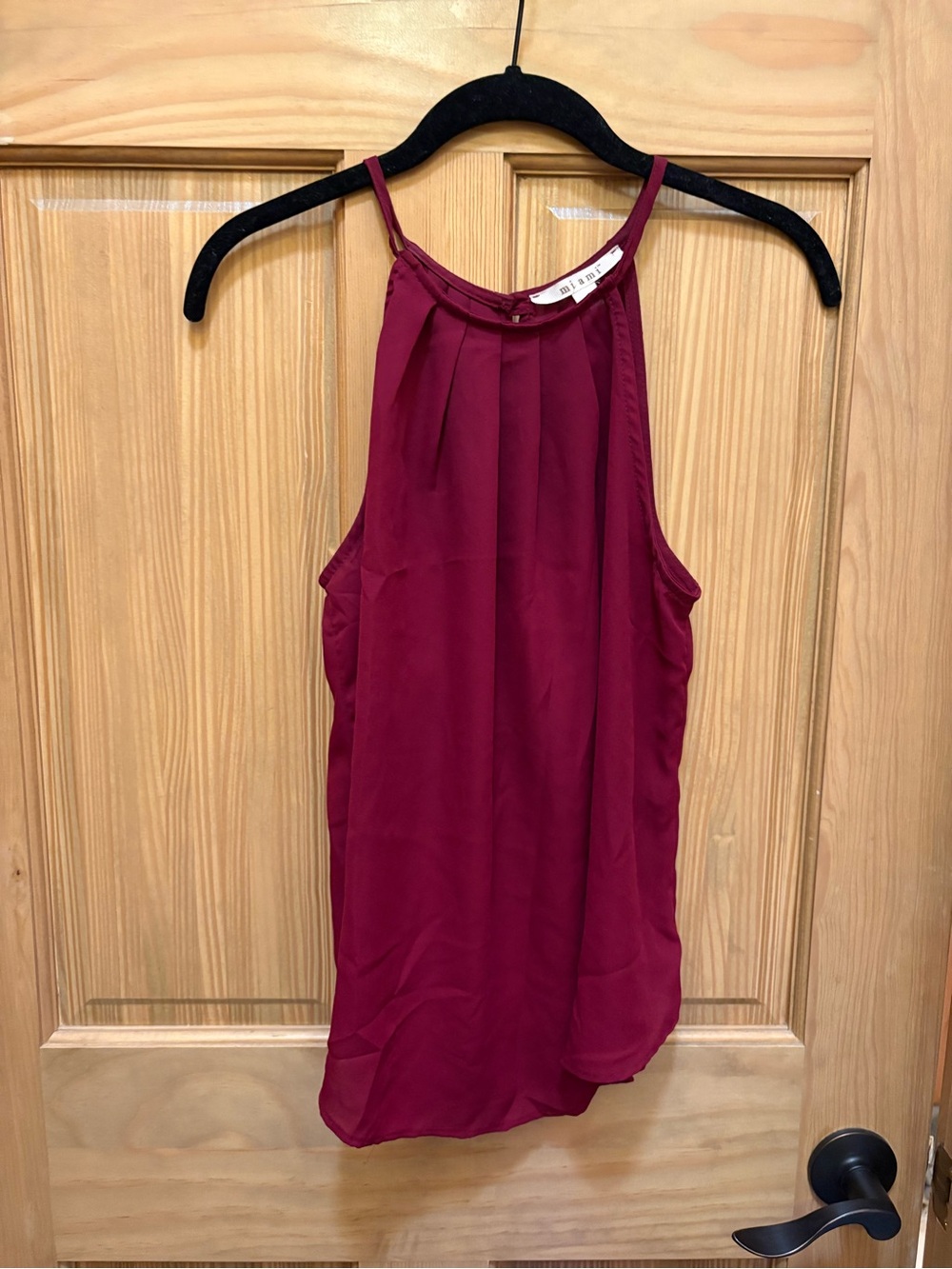 miami Wine-Red Pleated Halter Camisole